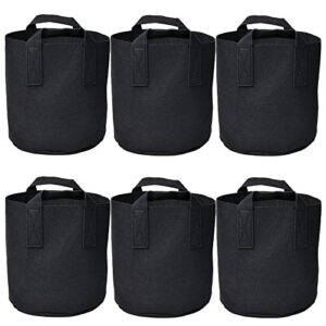 ming wei garden plant bags / 6-packs 5 gallon grow bags/aeration fabric pots/handles (black)