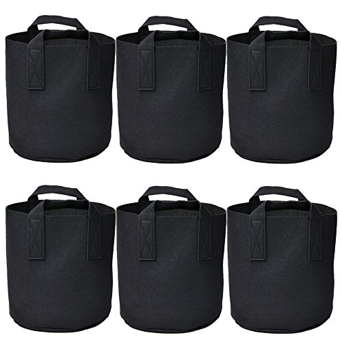 Ming Wei Garden Plant Bags / 6-Packs 5 Gallon Grow Bags/Aeration Fabric Pots/Handles (Black)