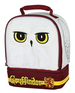 harry potter hedwig the owl gryffindor house dual compartment insulated lunch box tote bag