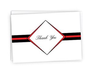 black tabby studio diamond thank you cards - 48 cards & envelopes (red)