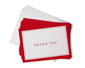 red formal thank you cards with border - 48 classic note cards with envelopes - perfect for business professionals & special events