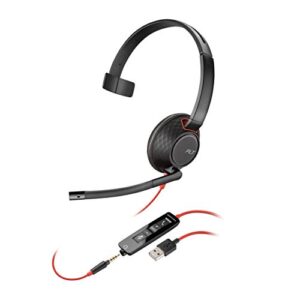 plantronics - blackwire 5210 - wired, single ear (monaural) headset with boom mic - computer headset - usb-a, 3.5 mm to connect to your pc, mac, tablet and/or cell phone