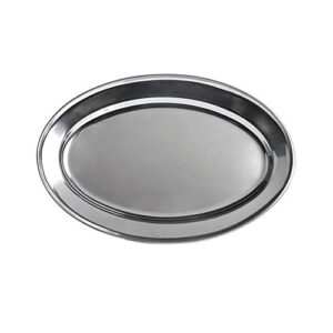 stainless steel oval platter, 16 x10-inch serving platter by tezzorio