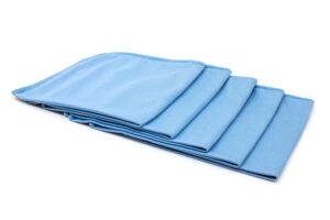 [smooth glass] microfiber window, mirror and glass towel (16"x16") blue - 5 pack (blue)