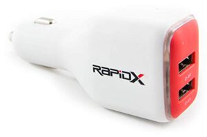 dualx dual usb charger for car and home by rapidx - red