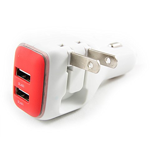 DualX Dual USB Charger for Car And Home by RapidX - Red