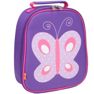 yodo kids insulated lunch tote bag with name tag for girls, butterfly