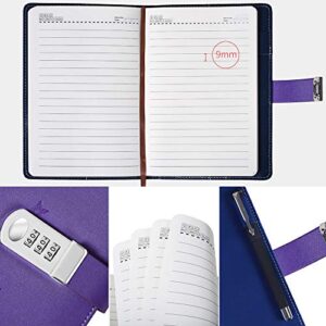 PU Leather Diary with Lock, A5 Size Journal with Combination Lock Creative Password Notebook Locking Personal Diary (Purple)