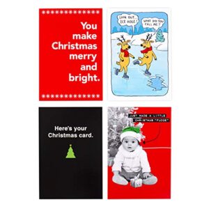 hallmark shoebox funny boxed christmas cards assortment (4 designs, 24 christmas cards with envelopes),assortment box,1xpx1932