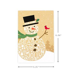 Hallmark Holiday Boxed Cards, Jolly Snowman (16 Cards and 17 Envelopes)