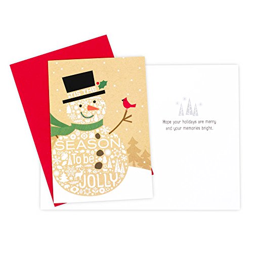 Hallmark Holiday Boxed Cards, Jolly Snowman (16 Cards and 17 Envelopes)