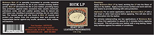 Bickmore Leather Conditioner, Scratch Repair Bick LP 4oz - Heavy Duty LP Leather Preservative | Leather Protector, Softener and Restorer Balm for Dry, Cracked, and Scratched Leather | Made in USA