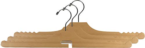 Wooden Jeans Hanger, Solid Wood Wrinkle Free Pant Hanger with Chrome Swivel Hook, Sold with Permission of SalDebus by The Great American Hanger Company (10, Natural)