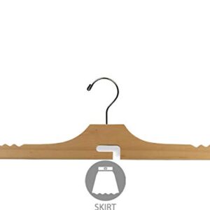 Wooden Jeans Hanger, Solid Wood Wrinkle Free Pant Hanger with Chrome Swivel Hook, Sold with Permission of SalDebus by The Great American Hanger Company (10, Natural)