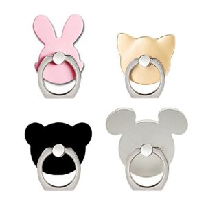 cell phone ring holder, cnymany 4 packs animal finger grip kickstand stand for universal smartphone iphone samsung galaxy s8 lg huawei - cat, bear, rabbit, mouse