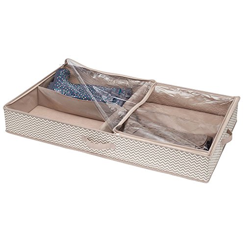 InterDesign Non-Woven Fabric Organizer – 4 Compartments, Taupe/Natural Axis Under Bed Boot Storage Box-Chevron