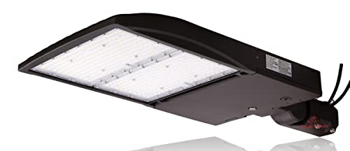 RuggedGrade 42,000 Lumen - 300 watt NextGen III LED Shoebox Lights - Dimmable - with Photocell - Slip FIT Mount -Brown HOUSING - 10KV Surge