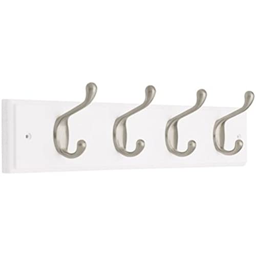 Hook Rail Flat White w/ Satin Nickel Finish