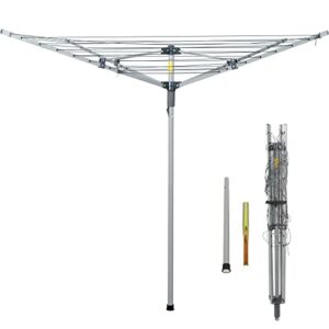 bizvalue collapsible 4-arm rotary outdoor umbrella drying rack clothes dryer clothesline with 131ft drying space