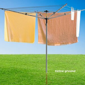 Bizvalue Collapsible 4-arm Rotary Outdoor Umbrella Drying Rack Clothes Dryer Clothesline with 131ft Drying Space