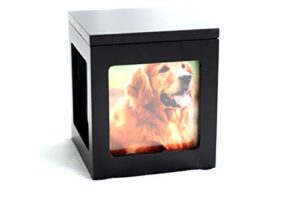 heavenly home pet keepsake multiple photo cube pet urn for 1 to 4 pictures cremation memorial for pet lovers acrylic glass photo protector resting place for cat or dog (90 cubic inches)