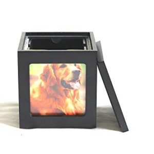 Heavenly Home Pet Keepsake Multiple Photo Cube Pet Urn for 1 to 4 Pictures Cremation Memorial for Pet Lovers Acrylic Glass Photo Protector Resting Place for Cat or Dog (90 Cubic Inches)