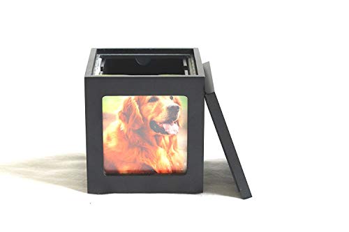 Heavenly Home Pet Keepsake Multiple Photo Cube Pet Urn for 1 to 4 Pictures Cremation Memorial for Pet Lovers Acrylic Glass Photo Protector Resting Place for Cat or Dog (90 Cubic Inches)