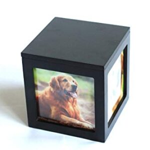 Heavenly Home Pet Keepsake Multiple Photo Cube Pet Urn for 1 to 4 Pictures Cremation Memorial for Pet Lovers Acrylic Glass Photo Protector Resting Place for Cat or Dog (90 Cubic Inches)