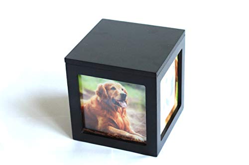 Heavenly Home Pet Keepsake Multiple Photo Cube Pet Urn for 1 to 4 Pictures Cremation Memorial for Pet Lovers Acrylic Glass Photo Protector Resting Place for Cat or Dog (90 Cubic Inches)