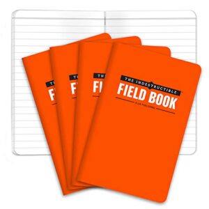 elan publishing company the indestructible 3.5 by 5.5 in field notebook, orange, pack of 4