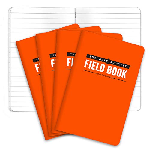 Elan Publishing Company the Indestructible 3.5 by 5.5 in Field Notebook, Orange, Pack of 4