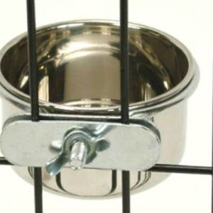 Bird Parrot Feeding Cups Cage Hanging Bowl Stainless Steel Perches Play Stand with Clamp - Bird Coop Cups Seed Water Food Dish Feeder Bowl 10 Ounce