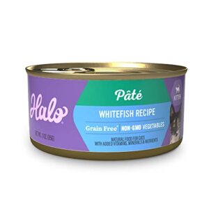 halo kitten grain free wet cat food pate, whitefish recipe, healthy cat food with real, whole whitefish, 3oz can (pack of 12)(packaging may vary)