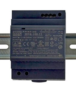 mean well hdr-100-12 lps ultra slim step shape 4su din rail power supply, 12v 7.1a 85.2w
