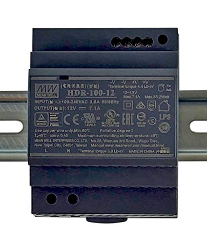 MEAN WELL HDR-100-12 LPS Ultra Slim Step Shape 4SU DIN Rail Power Supply, 12V 7.1A 85.2W