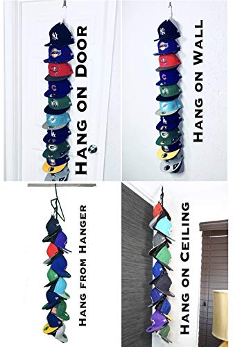 The Clip Hanger Hat Hats Baseball Cap Caps Rack Organizer Organizers 20 Hats Any Size Style Shape! Door Wall Closet Organize Anything. Hanging on Hanger or Hang from Ceiling