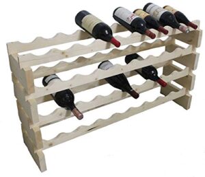 displaygifts magnum bottle stackable modular wine rack storage stand wooden holder shelves wn50-1500 ml/1.5 liter (natural wood, unstained)