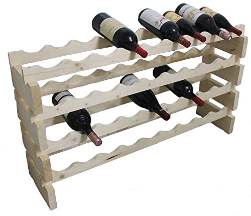 DisplayGifts Magnum Bottle Stackable Modular Wine Rack Storage Stand Wooden Holder Shelves WN50-1500 ml/1.5 Liter (Natural Wood, Unstained)