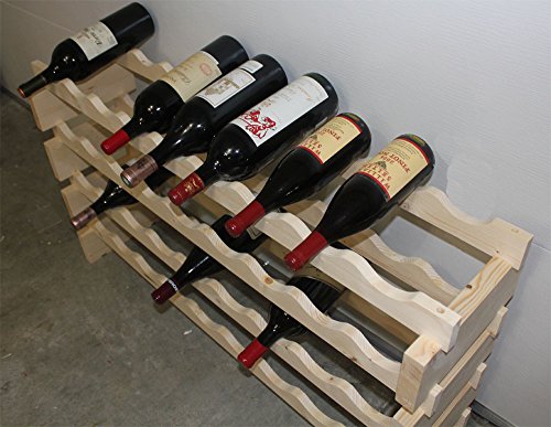 DisplayGifts Magnum Bottle Stackable Modular Wine Rack Storage Stand Wooden Holder Shelves WN50-1500 ml/1.5 Liter (Natural Wood, Unstained)