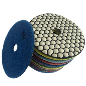 Easy Light 4" Dry Diamond Polishing Pads for Granite Marble Polisher (7 Pcs Set, Grit 50-3000)