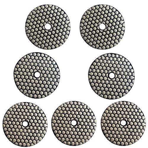 Easy Light 4" Dry Diamond Polishing Pads for Granite Marble Polisher (7 Pcs Set, Grit 50-3000)