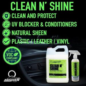 Nanoskin CLEAN N’ SHINE Interior Cleaner, Conditioner & Dressing 1 Gallon – Car Wash Interior Spray for Car Detailing | Restores Leather, Plastic & Vinyl Surfaces | For Cars, Trucks, Motorcycles, RVs