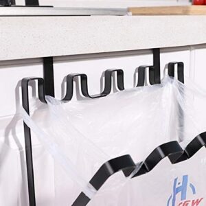 LANGUGU Stainless Steel Foldable Trash Rack Garbage Bag Holder Door Back Type Multi-Functional for Kitchen Hook Hang Dishcloth, Mounts Over Cabinet Doors Cupboards Frame