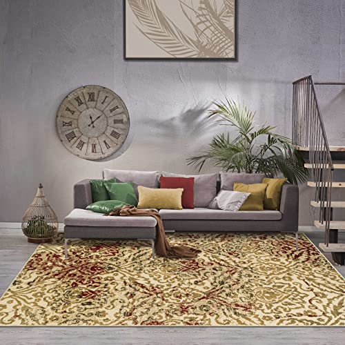 SUPERIOR Large Indoor Area Rug with Jute Backing, Bold Contemporary Boho Decor, Perfect for Living Room, Bedroom, Office, Dorm, Dining Room, Kitchen, Hardwood Floors, Ophelia Collection  5’ x 8’