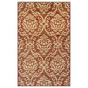 superior indoor large area rug with jute backing, bold floral design, perfect for living room, bedroom, kitchen, dorm, office, hallway, entryway, hardwood floors, fleur collection, 5' x 8', red
