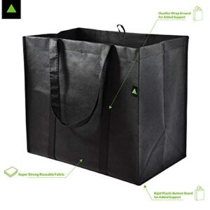 Reusable Grocery Bags Heavy Duty - 5 Pack Extra Large Collapsible Market Totes with Handles, Strong Washable Cloth Fabric Foldable Shopping Bags with Rigid Plastic Bottom for Produce, Food - 15x9.5x13