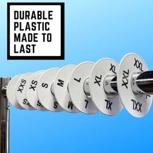 Discount Sizing- Round Clothing Dividers Size Hanger Rack Dividing 36 Pack 6 Each Size (XS-XXL) - Great for Retail, Boutiques, Personal Closet Storage & Organization (White)