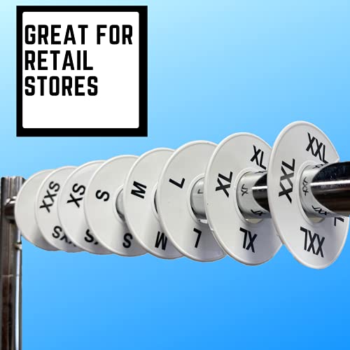 Discount Sizing- Round Clothing Dividers Size Hanger Rack Dividing 36 Pack 6 Each Size (XS-XXL) - Great for Retail, Boutiques, Personal Closet Storage & Organization (White)