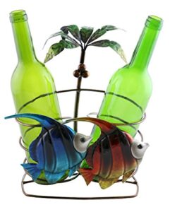 palm tree and fish beach themed double wine bottel holder