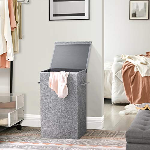 SONGMICS Sturdy Laundry Hamper with Lid & Removable Fabric Bag, 85L Large Clothes Hamper, Laundry Basket with Handles for Closet, Laundry Room, Bedroom, Bathroom, Gray ULCB01G